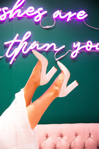 pink wedding shoes photo shoot
