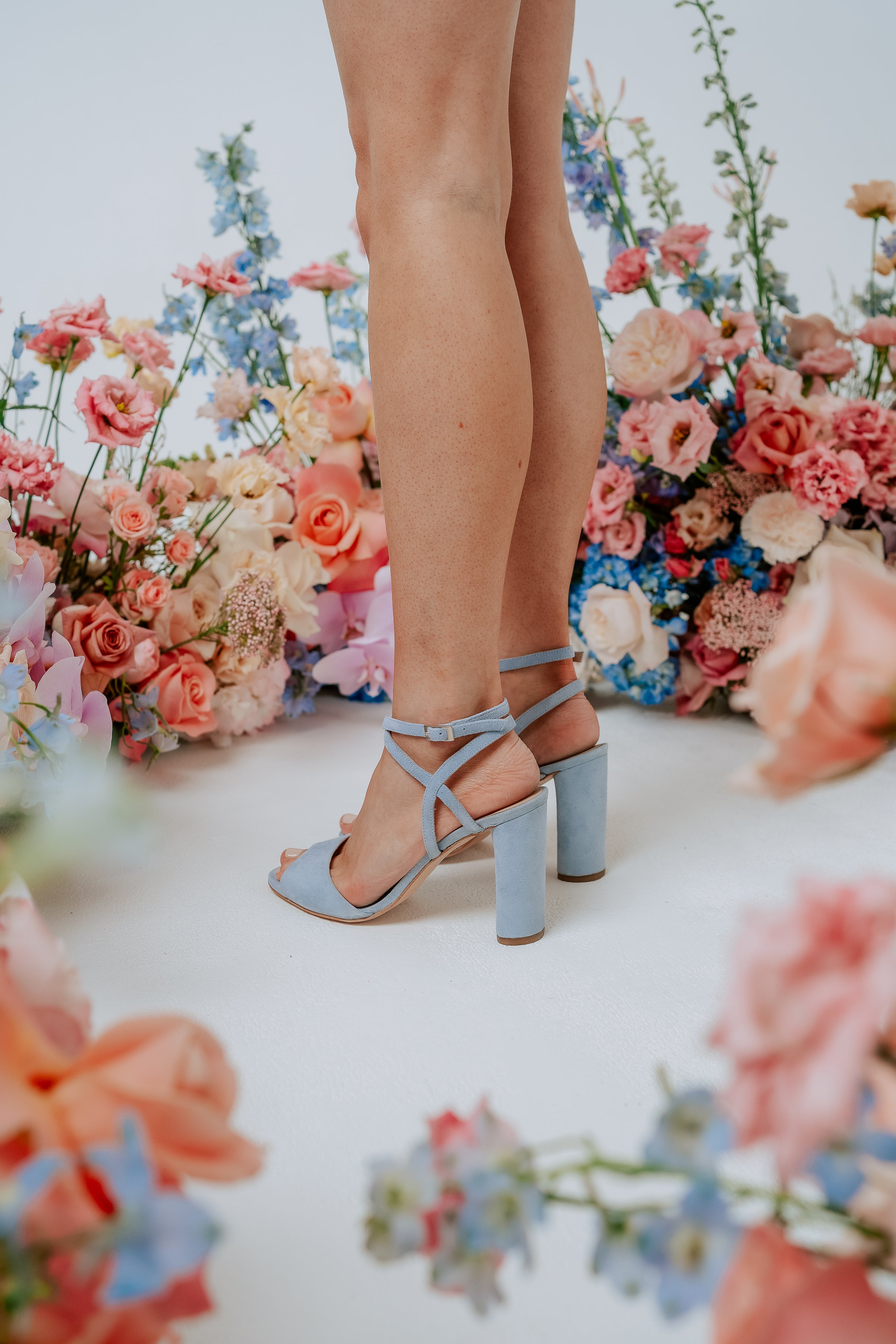 Block heel blue wedding shoes Clearance