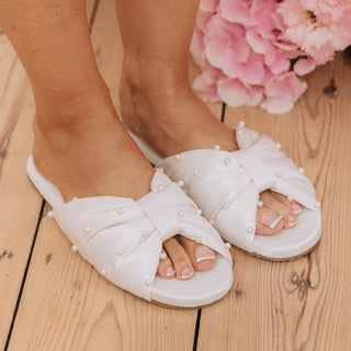 Charlotte Mills Alice Pearl Embellished Satin Bridal Slipper