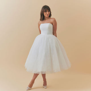 Charlotte Mills Chelsea Ivory Tulle Strapless Midi Dress