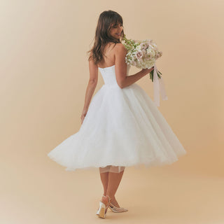 Charlotte Mills Chelsea Ivory Tulle Strapless Midi Dress