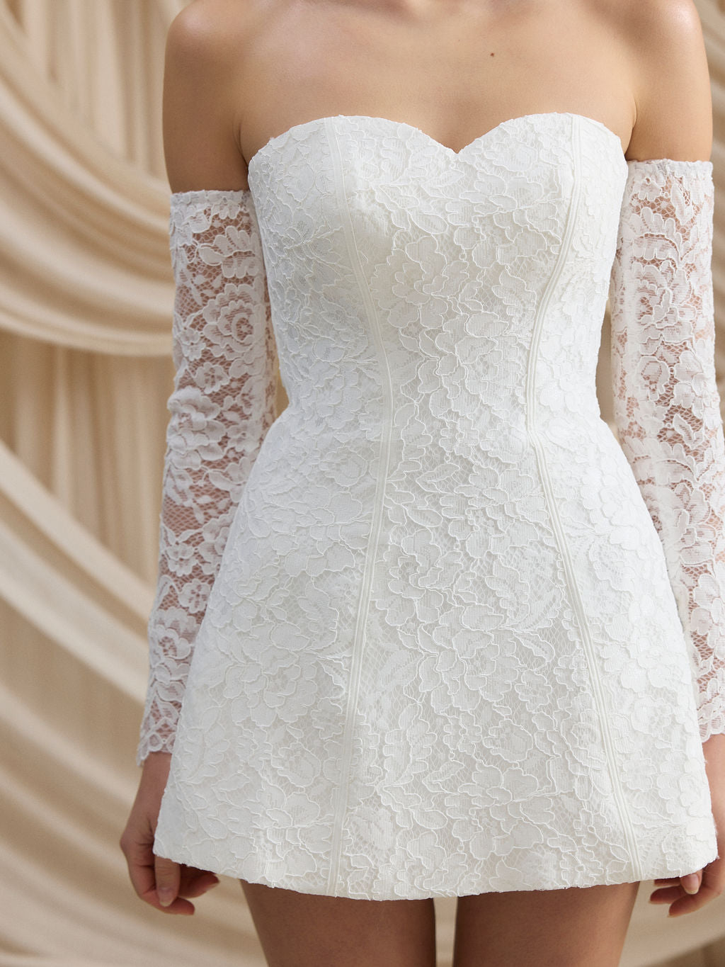 white christmas dresses Béatrice White Lace Trim Corset Mini Dress, M / White main image 0