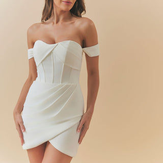 Charlotte Mills Claudia Ivory Draped Skirt Mini Corset Dress