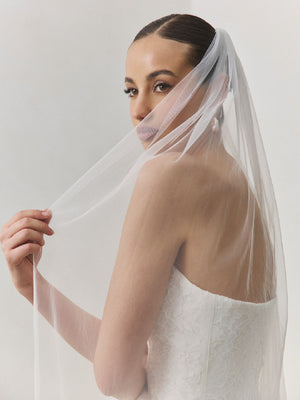 CHARLOTTE MILLS ATHENA - Ivory Plain Tulle Chapel Length Veil