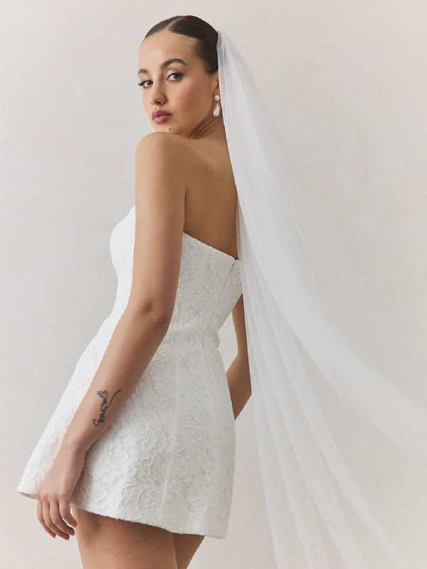 CHARLOTTE MILLS ATHENA - Ivory Plain Tulle Chapel Length Veil