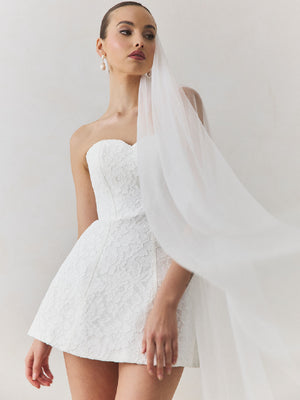 CHARLOTTE MILLS ATHENA - Ivory Plain Tulle Chapel Length Veil