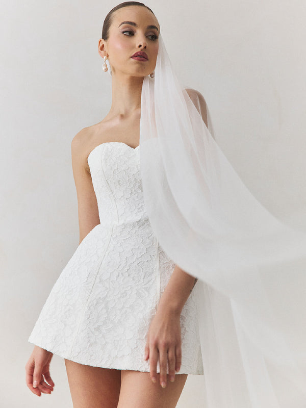 CHARLOTTE MILLS ATHENA - Ivory Plain Tulle Chapel Length Veil