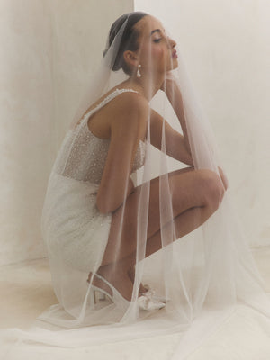 CHARLOTTE MILLS ATHENA - Ivory Plain Tulle Chapel Length Veil