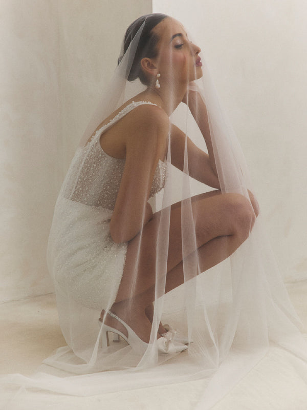 CHARLOTTE MILLS ATHENA - Ivory Plain Tulle Chapel Length Veil