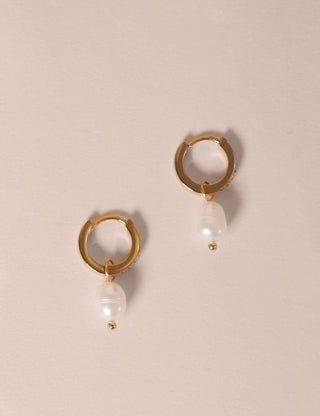 Charlotte Mills Aurora gold diamanté huggies with freshwater pearls
