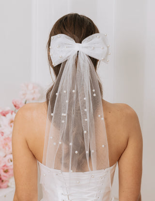 Aisle Edit Ivory Pearl embellished bow veil