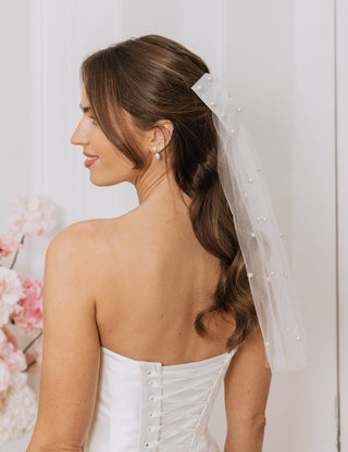 Aisle Edit Ivory Pearl embellished bow veil