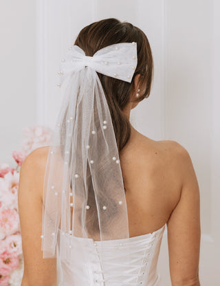 Aisle Edit Ivory Pearl embellished bow veil