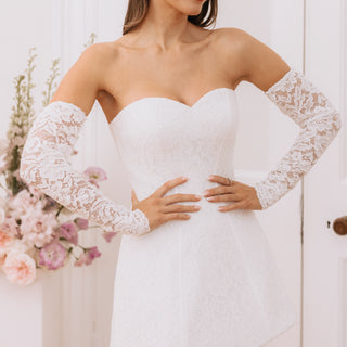 Charlotte Mills Cece Ivory Lace Bridal Sleeves with Button Detail Cuffs