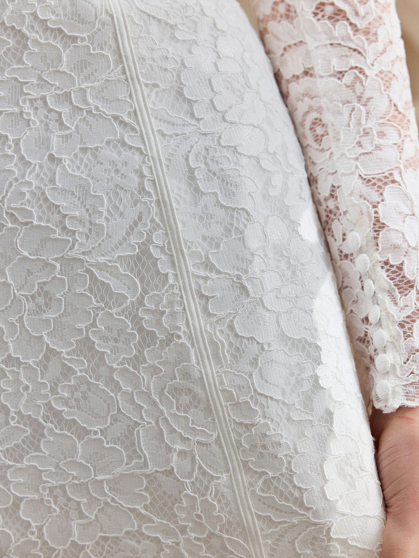 CHARLOTTE MILLS CIARA - Strapless ivory corded lace mini dress