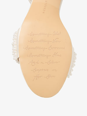 Charlotte Mills signature embossed sole with traditional bridal rhyme