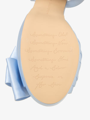 Charlotte Mills signature embossed sole with traditional bridal rhyme