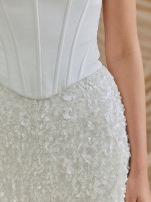 CHARLOTTE MILLS DARCY - Ivory Sequin Mini Skirt