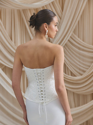 CHARLOTTE MILLS DELILAH - Ivory Embellished Strapless Corset Top