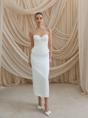 CHARLOTTE MILLS DELILAH - Ivory Embellished Strapless Corset Top