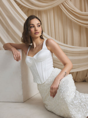 CHARLOTTE MILLS DARIA - Ivory Sequin Midi Skirt