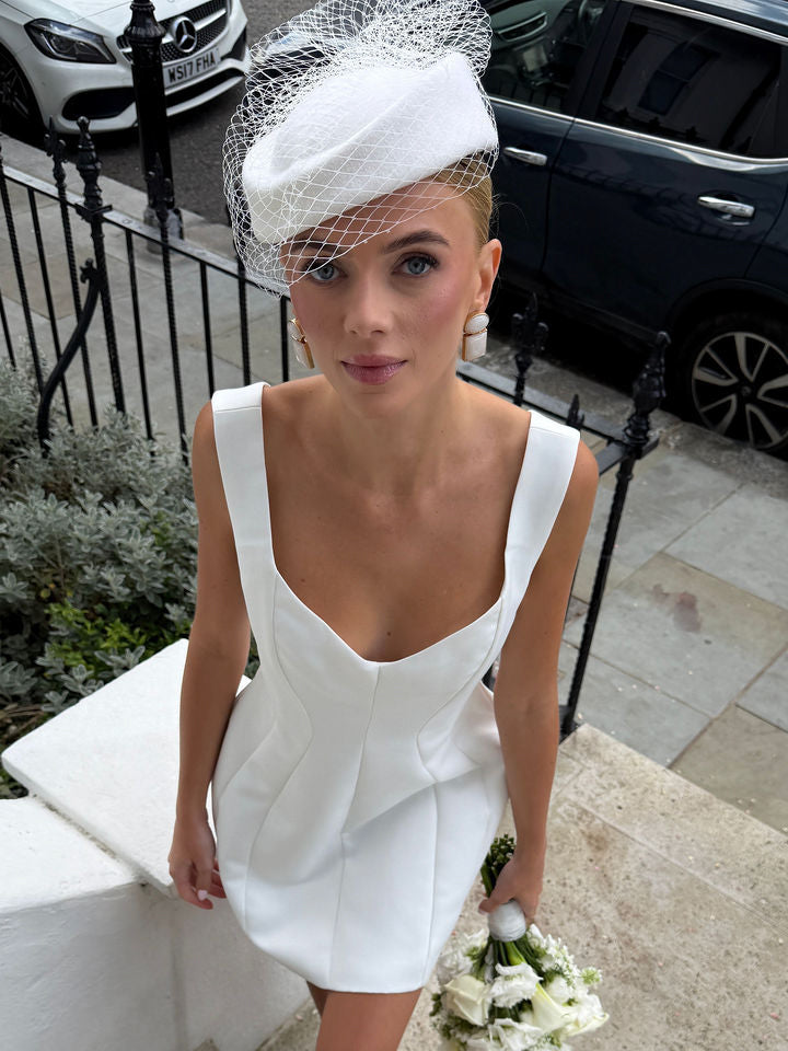 Elizabeth Felted Pillbox Hat with Birdcage Veil