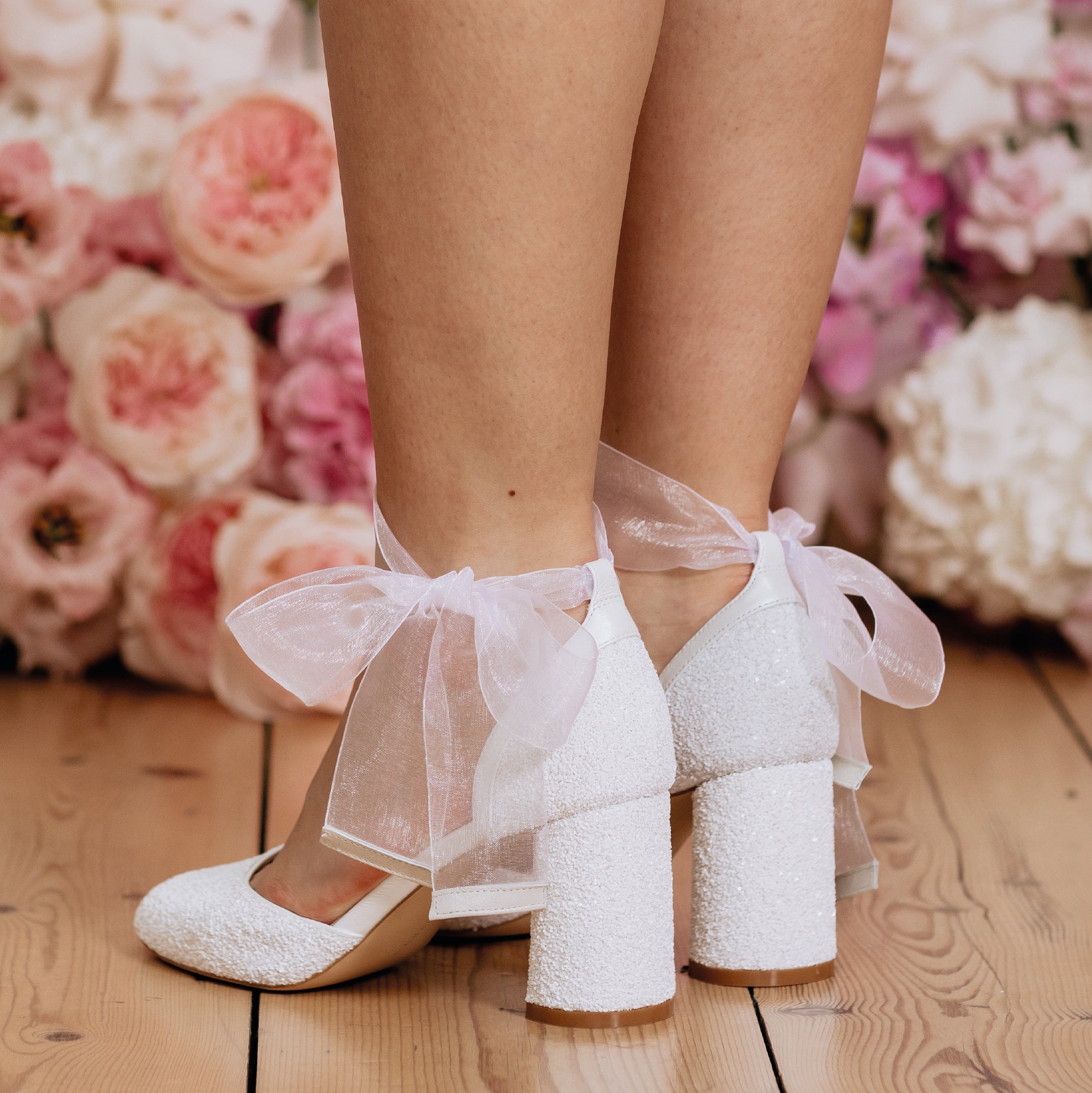 Jazzy Pearl Almond Toe Bridal Shoes With Mid Block Charlotte Mills
