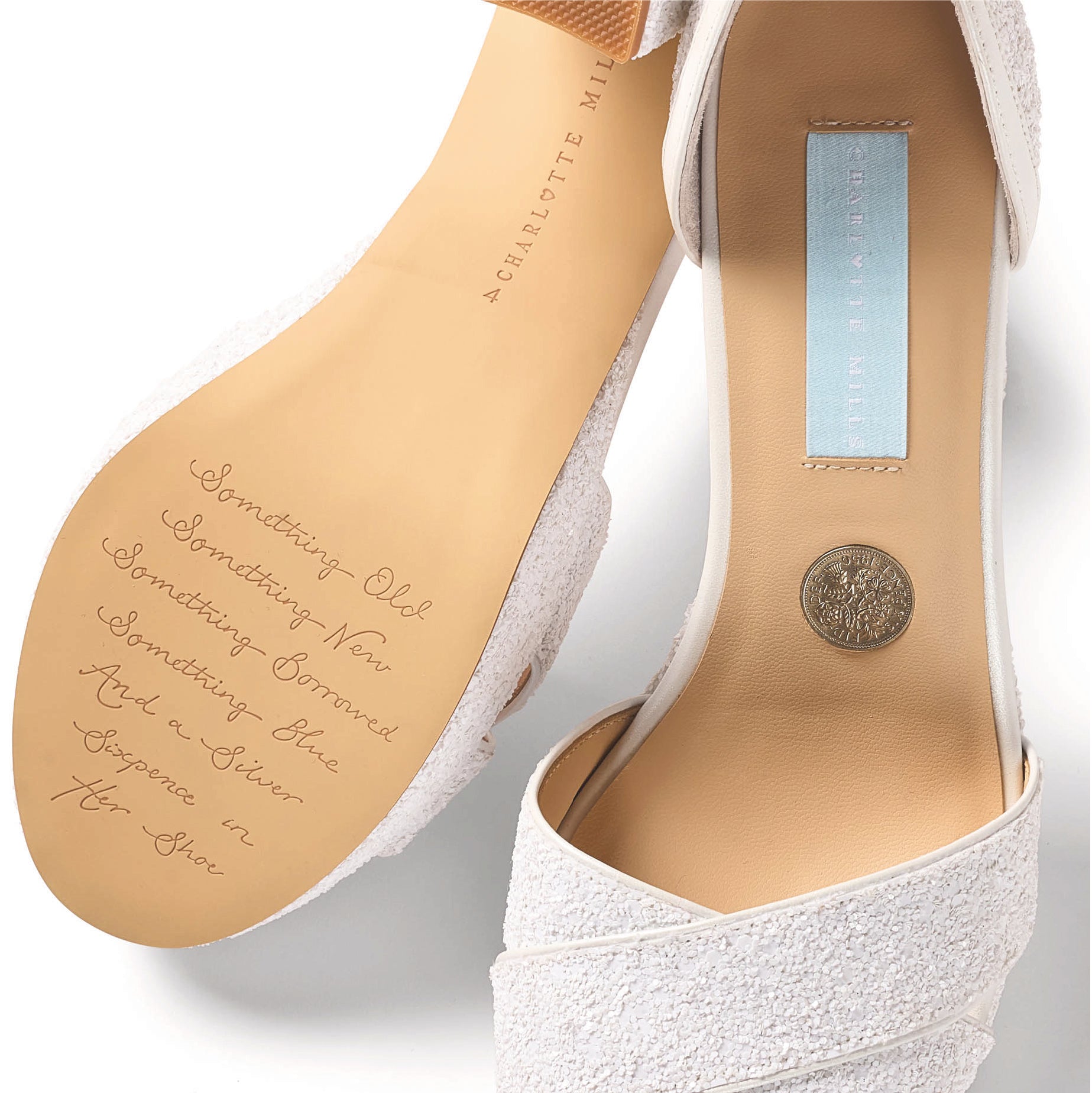 Kali Ivory Glitter Chunky Platform Bridal Shoes Charlotte Mills