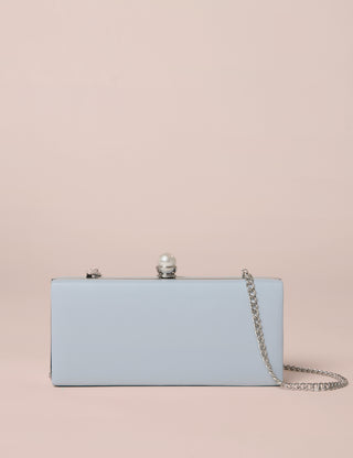 Charlotte Mills Kylie Blue Pearl clasp clutch bag