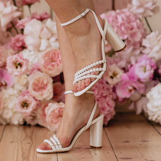 Charlotte Mills Libby Ivory Pearl embellished high heel bridal shoe