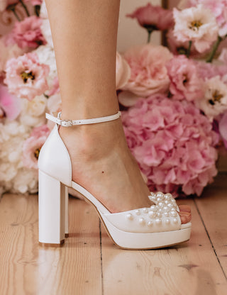 Charlotte Mills Londi Pearl Embellished Platform Bridal Sandal