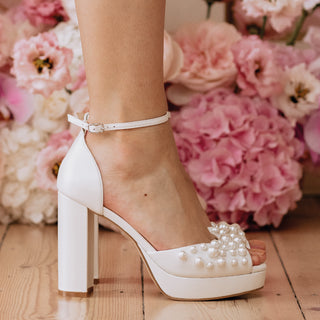 Charlotte Mills Londi Pearl Embellished Platform Bridal Sandal