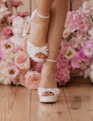 Charlotte Mills Londi Pearl Embellished Platform Bridal Sandal