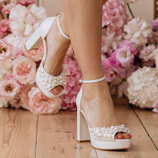 Charlotte Mills Londi Pearl Embellished Platform Bridal Sandal