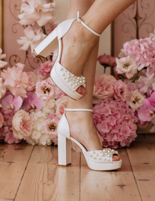 Charlotte Mills Londi Pearl Embellished Platform Bridal Sandal