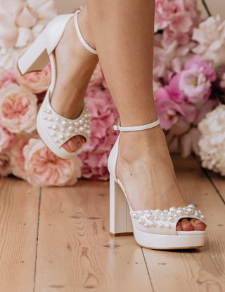 Charlotte Mills Londi Pearl Embellished Platform Bridal Sandal