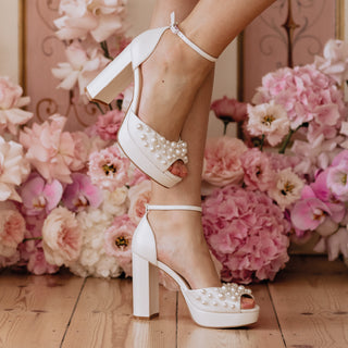 Charlotte Mills Londi Pearl Embellished Platform Bridal Sandal