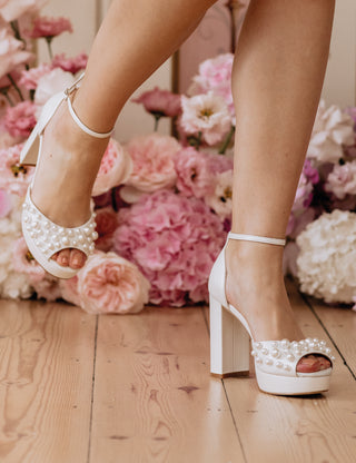 Charlotte Mills Londi Pearl Embellished Platform Bridal Sandal