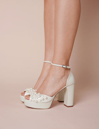 Charlotte Mills Londi Pearl Ivory pearl embellished platform bridal shoe
