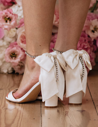 Charlotte Mills x Suzie Bonaldi Bow Trim Block Heel Sandal