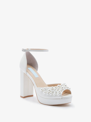Charlotte Mills Londi Pearl Embellished Platform Bridal Sandal