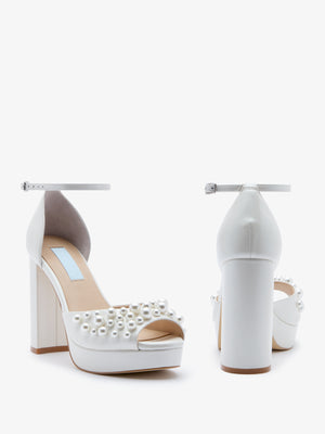 Charlotte Mills Londi Pearl Embellished Platform Bridal Sandal