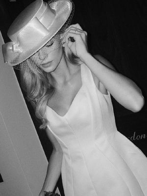 Meredith Wide Brim Hat with Birdcage Veil