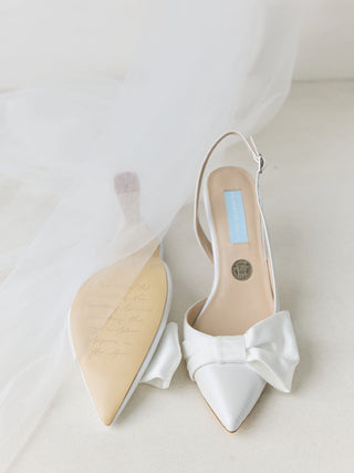 Charlotte Mills Mia Pearl Point Toe Slingback Bridal Shoe with Bow