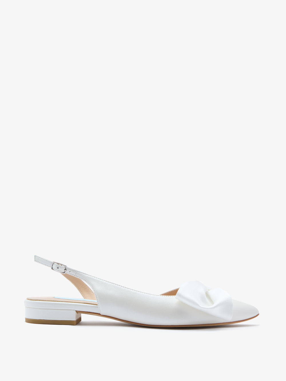 CHARLOTTE MILLS MIA PEARL FLAT BRIDAL SHOE WITH SATIN BOW TRIM