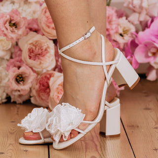 Charlotte Mills Nella Flower Embellished Bridal Sandal with Criss-cross Ankle Strap Design