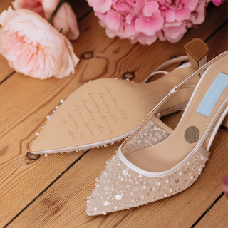 Charlotte Mills Nevaeh Embellished Mesh Point Toe Slingback Bridal Court