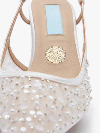 CHARLOTTE MILLS NEVAEH EMBELLISHED MESH BRIDAL SLINGBACK