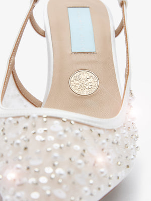 Charlotte Mills Nova Flat Hand Beaded Mesh Bridal Shoe with Slingback