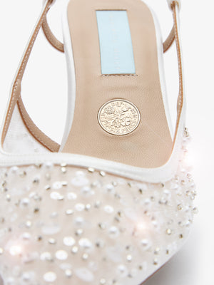 CHARLOTTE MILLS NEVAEH EMBELLISHED MESH BRIDAL SLINGBACK